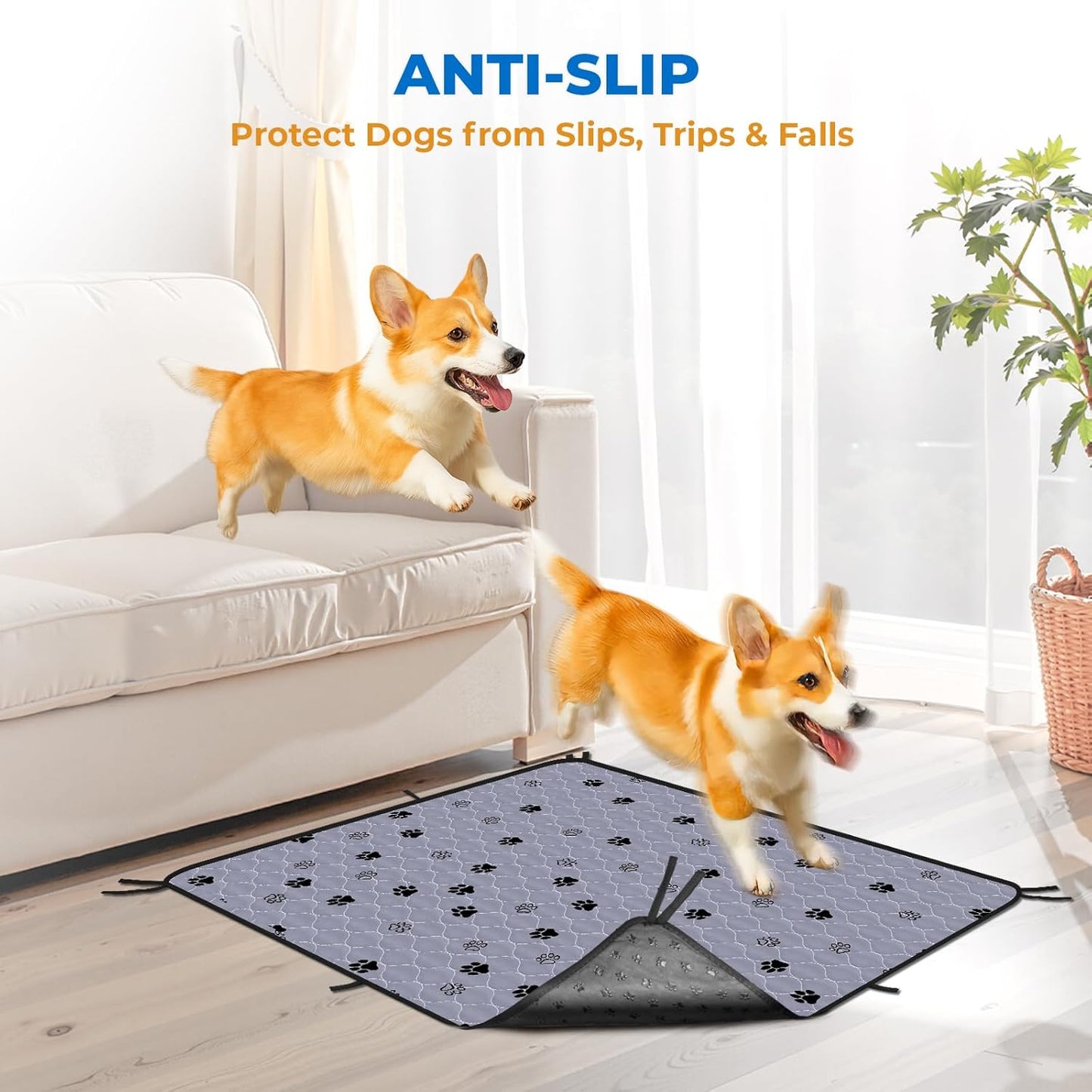 Fostanfly Washable Dog Pee Pads, 2 Pack 36''x72'' Non Slip Reusable Puppy Pee Pads with Great Urine Absorption, Dog Mats for Whelping, Potty, Pet Training