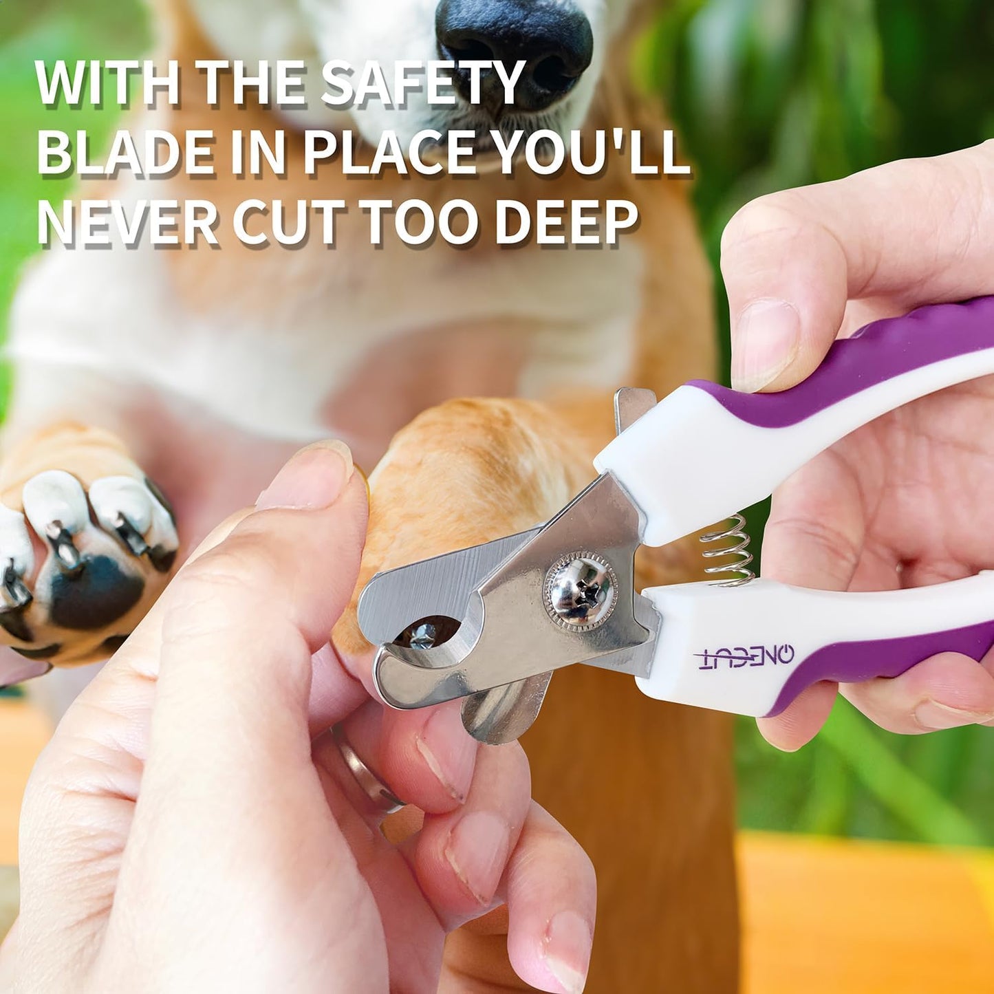 OneCut 4.7" Small Dog & Cat Nail Clipper Stainless Steel Cat Claw Trimmers for Rabbits, Guinea Pigs, Birds, Puppies, Kittens and Small Animals Pet Nail Clipper for Professional and Home Use (Purple)