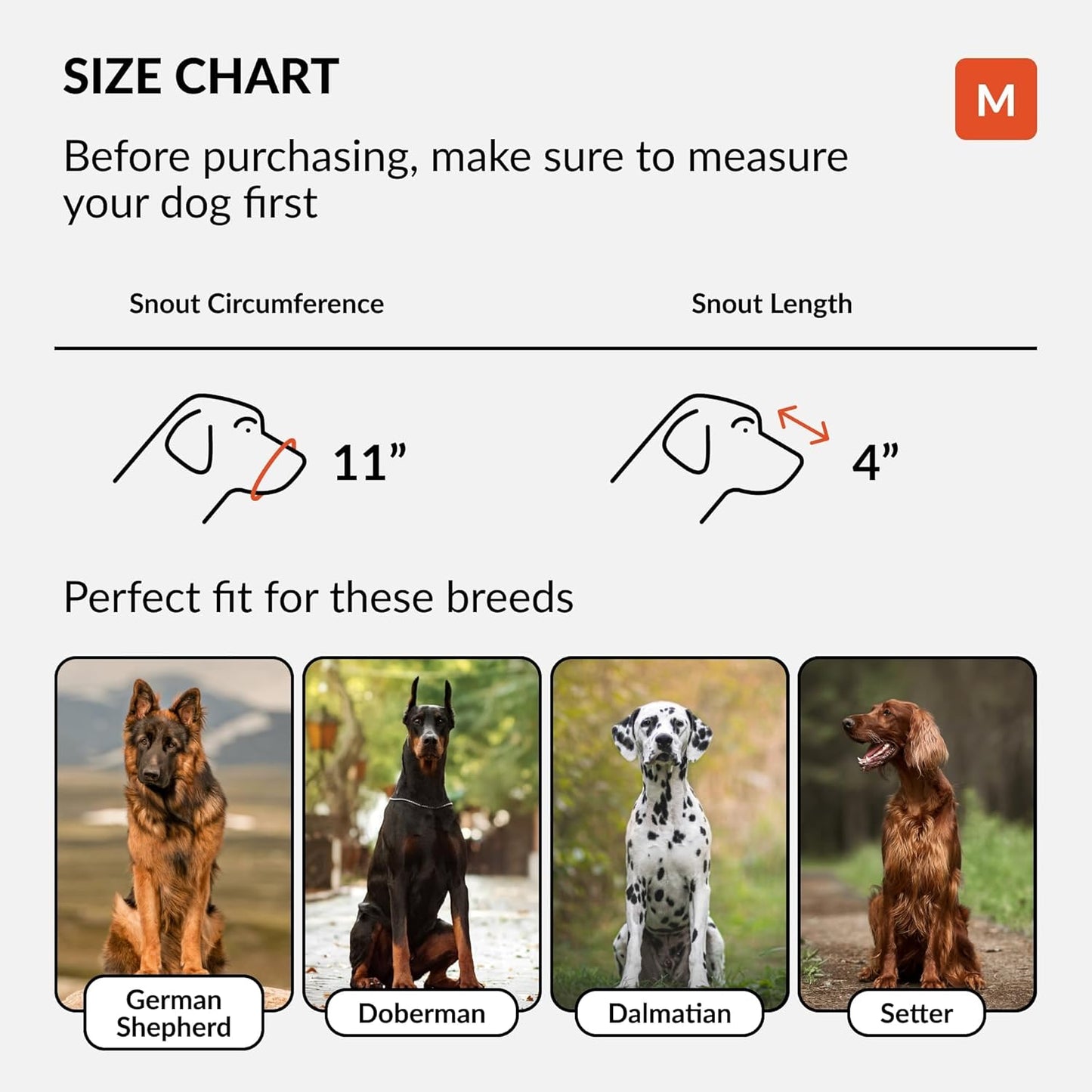 CollarDirect Dog Muzzle German Shepherd Dalmatian Doberman Setter Leather Basket Medium Large Breeds (Grey, Medium)