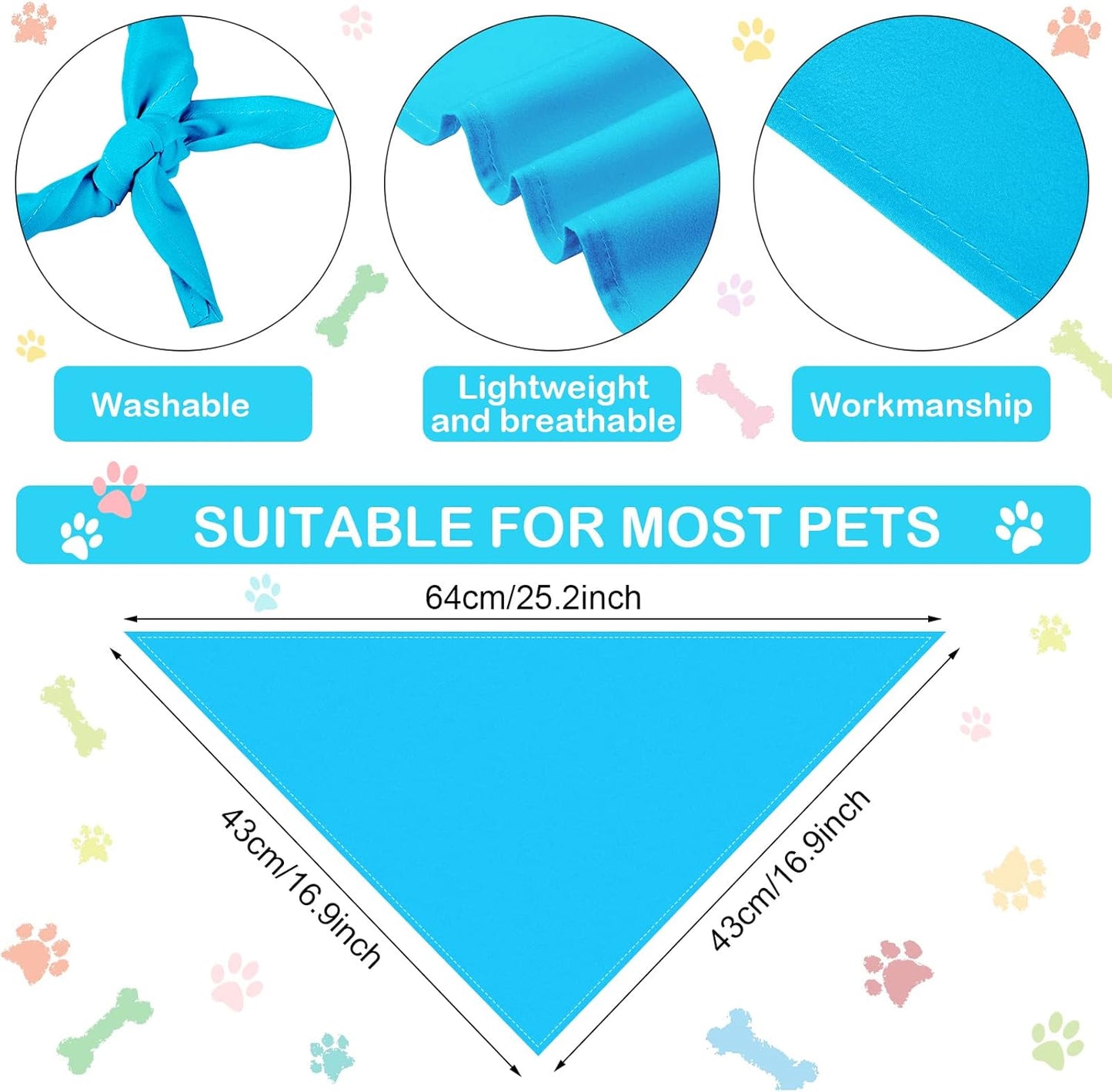 Frienda 12 Pcs Plain Dog Bandanas Blank Puppy Adjustable Triangle Solid Color Dog Bandanas Multicolor Puppy Scarf Heat Transfer Washable Handkerchief(64 x 43 x 43 cm,Fresh Color)