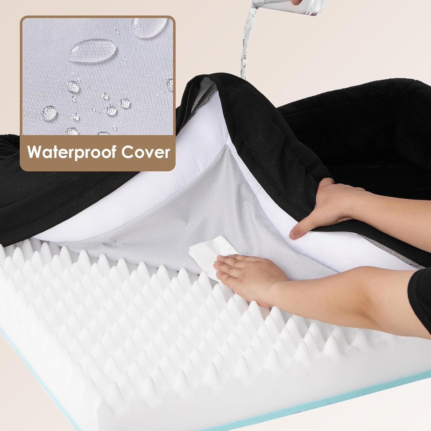 EHEYCIGA Memory Foam Dog Bed for Medium Size, Orthopedic Dog Sofa with Sides and Waterproof Liner, Washable Bolster Pet Couch with Removable Cover, 35x22x6.5 Inch, Black