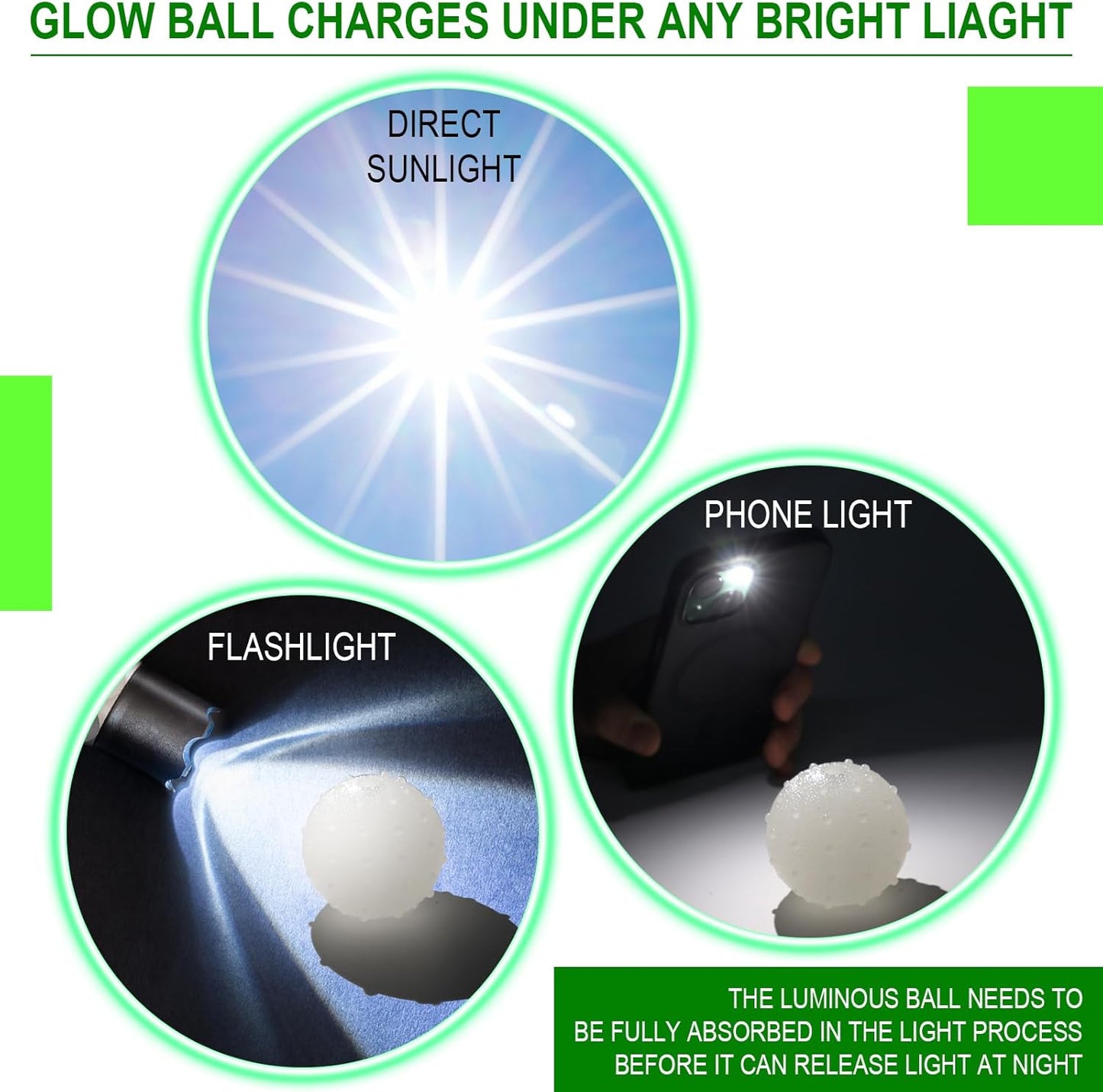 Liliful 10 Pcs Glow in The Dark Dog Toys 2.4 Inch Dog Balls Rubber Glowing Fetch Ball with Net Bag for Puppy Small Medium Dogs
