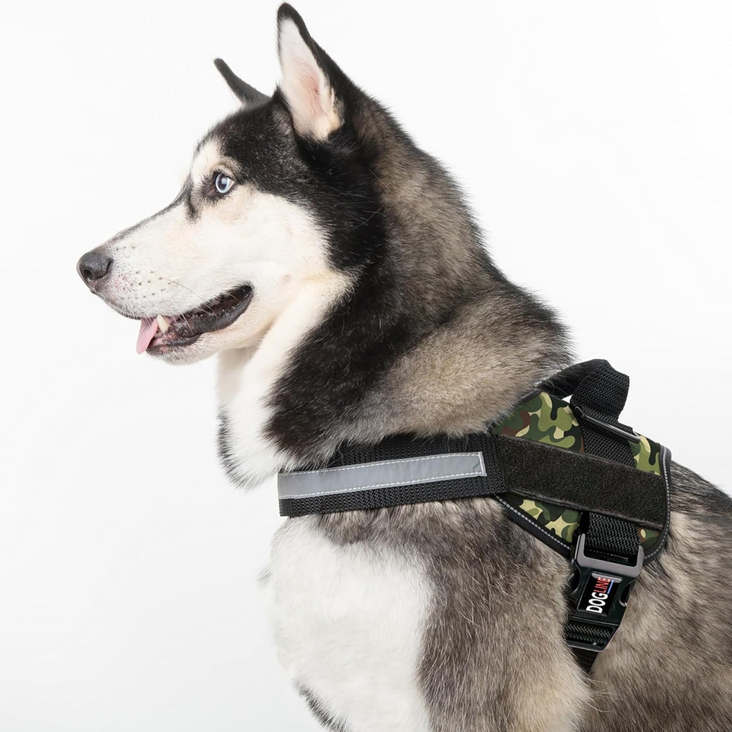 Dogline Dog Harness, Reflective No-Pull Adjustable Vest with Handle for Walking, Training, Breathable, No - Choke Harness for Small, Medium or Large Dogs Room for Patches Girth 18 to 24 in Green Camo