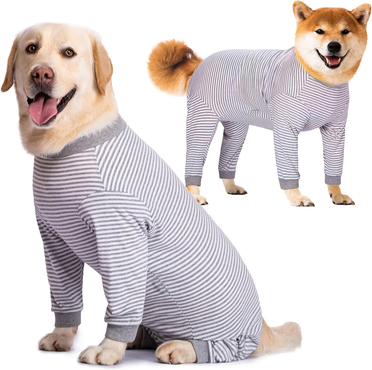 Yeapeeto Dog Onesie Surgery Recovery Suit for Large Medium Bodysuit Dogs Pajamas PJS Full Body for Shedding, Prevent Licking, Wound Protection, Cone Alternative (2XL, Grey)