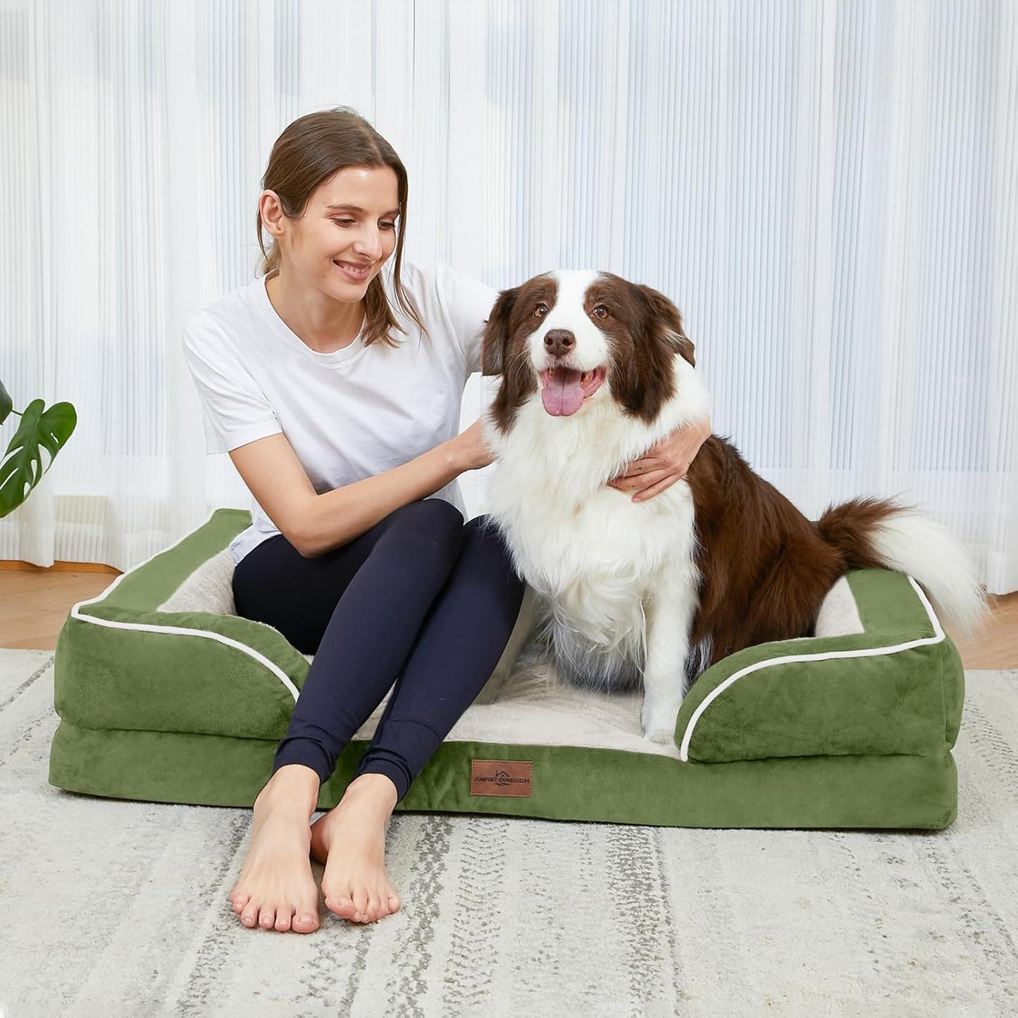 Comfort Expression Small Dog Beds Waterproof Orthopedic Foam Dog Sofa Beds for Medium Dogs Comfy Pet Bed with Washable Removable Cover & Non-Slip Bottom(Small,Light Green)