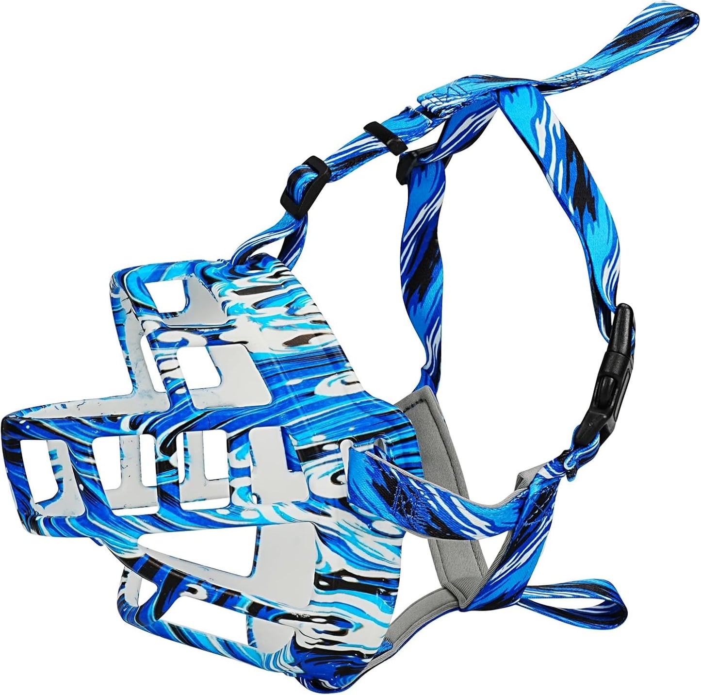 Basket Muzzle to Prevent Biting, Dog Muzzle for Large Medium Small Dogs Allows Panting Drinking Anti Chewing, Perfect for Grooming Trimming Training and Aggressive Reactive Dogs (Blue, Size 4)