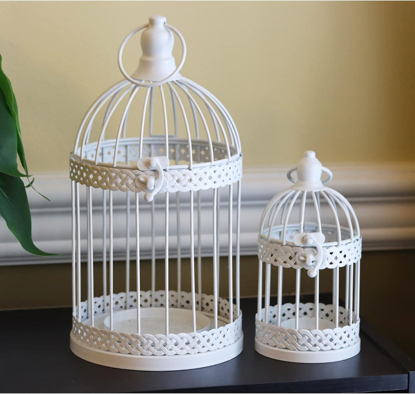 Vela Lanterns Birdcage Decor Candle Holder Lantern Decorative Wedding Table Centerpiece Decorations, White, Set of 4