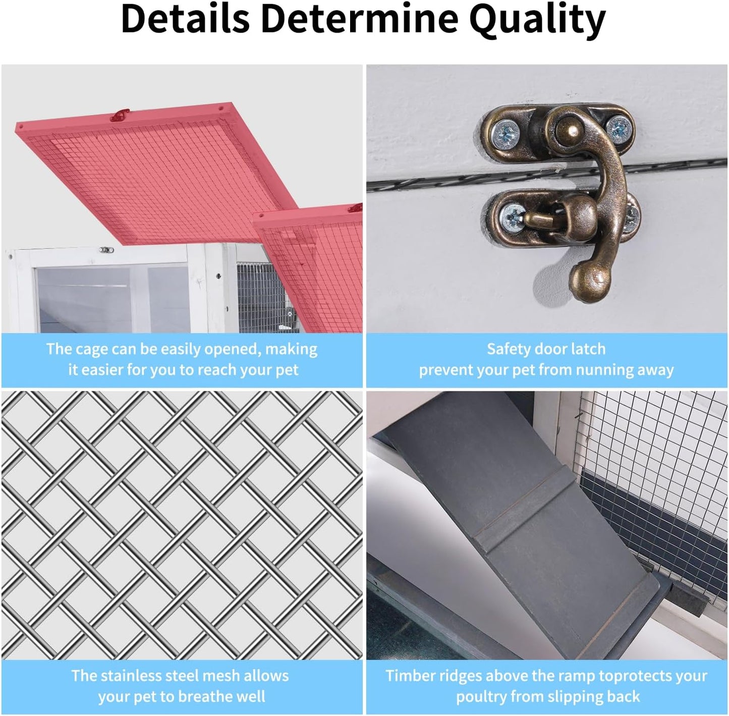 2-Story Guinea Pig Cages Wooden Indoor Rabbit Hutch Hamster Cage with Openable Roofs, Removable Tray and Wide Ramp, Small Animal Habitats for Hamsters, Guinea Pig, Ferrets, Hedgehog