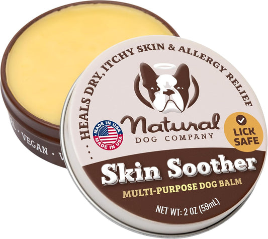 Natural Dog Company Skin Soother Balm for Skin Irritation, Allergy and Itch Relief for Dogs, Hot Spot Treatment, Dog Moisturizer for Dry Skin, Healing Ointment with Coconut Oil & Vitamin E (2 oz. Tin)