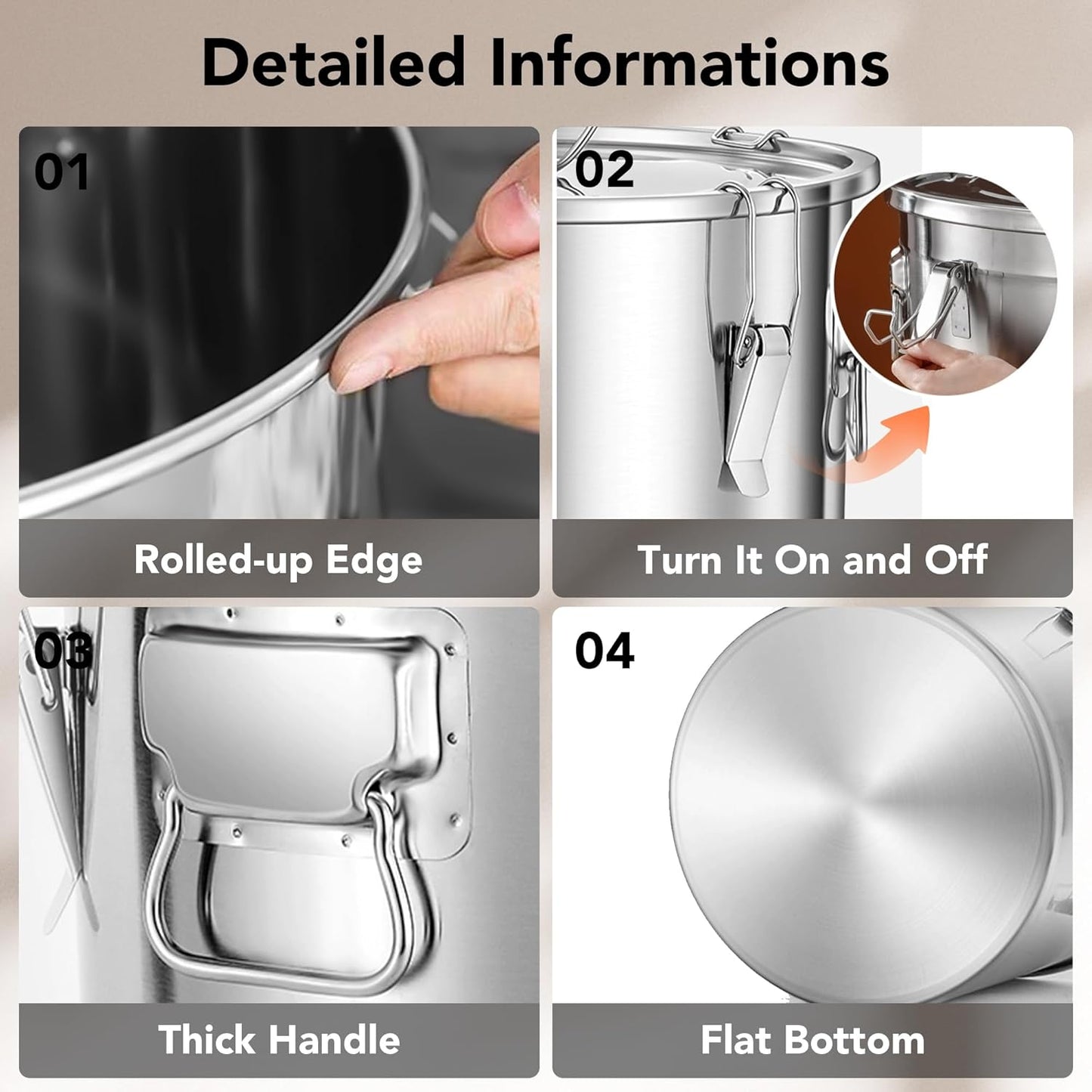 Dog Food Storage Containers, Large Stainless Steel Pet Food Storage Containers 38 lb / 17 kg to Keep Fresh, Metal Airtight Cat Food Containers With Scoop and 2 Small Containers