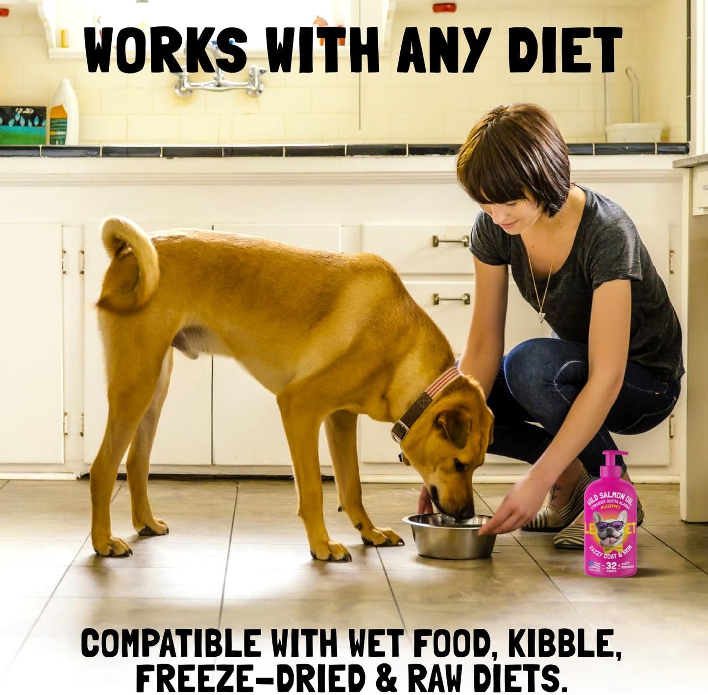 Wild Alaskan Salmon Oil for Dogs & Cats - Pure Fish Omega 3 6 9 Liquid EPA DHA Fatty Acids - Skin & Coat Supplement - Supports Joint Function, Brain, Eye, Immune & Heart Health - Made in USA 32 oz