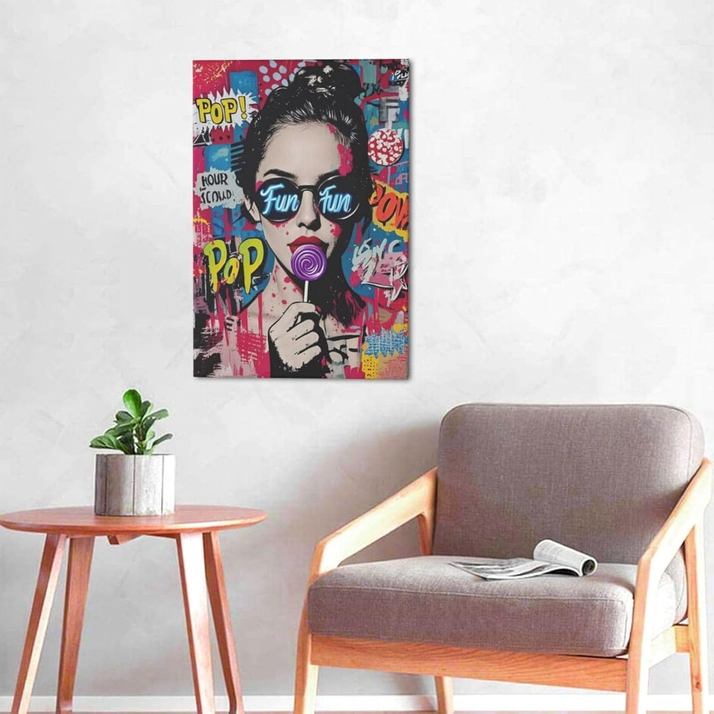 Fashion Women Wall Art Glam Modern Artwork for Girls Banksy Street Graffiti Pop Art Canvas Pictures Painting Print Framed Decorations Gifts for Bedroom Living Room Office 16"x24"