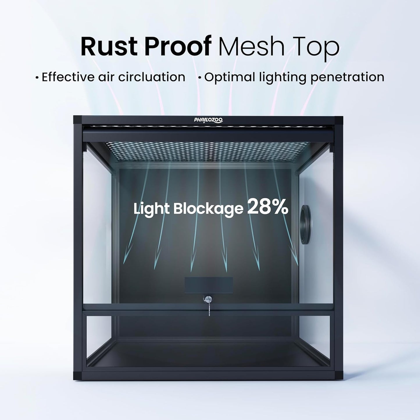 MagicCube 18'' x 18'' x 18'' Reptile Tank with Lock, 24 Gallon Reptile Terrarium with Flip-Up Tempered Glass Door, Top Screen Ventilation for Leopard Gecko - Bottom Not Leakproof