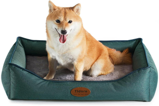 Orthopedic Dog Beds for Medium Dogs, Durable Egg Crate Foam Sofa Dog Bed wit Washable Removable Cover,Waterproof Lining,Pet Bed for Large Dogs (Olive Green, 26.4" L x 21.7" W x 6.2" Th)