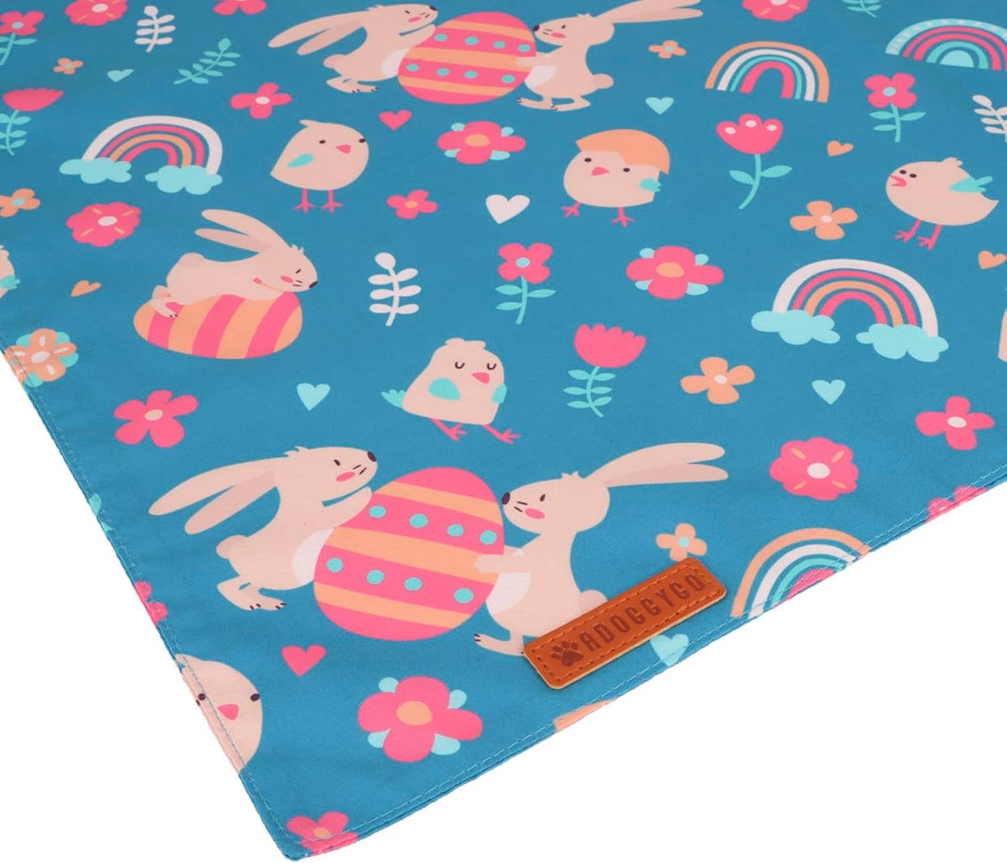 ADOGGYGO Easter Dog Bandanas, Rabbit Carrot Pet Scarf, Multi Size Offered, Orange Blue Easter Bandana for Extra Large Dogs Pets (X-Large)