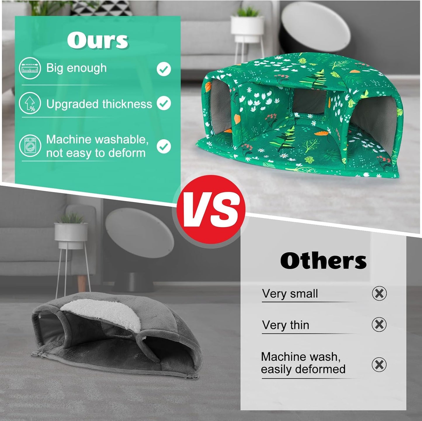 Unicorn Catcher Guinea Pig Hideout - Large Cozy Bed, Warm House, Washable Tunnel Accessories for Small Pets: Hamster, Chinchilla, Bunny