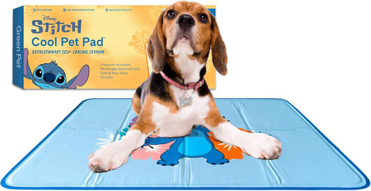 The Green Pet Shop Cool Pet Pad - Small, Disney’s Stitch - Self-Cooling, Pressure Activated Mat for Dogs & Cats from 9-20 lbs - Non-Toxic Gel, No Water Needed