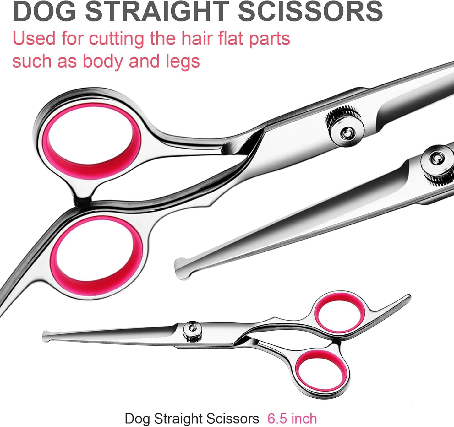 Professional Dog Grooming Scissors Kit, Titanium Coated Dog Scissors for Grooming, Grooming Shears Kit for Dogs Cat At Home (Pink 5 in 1)