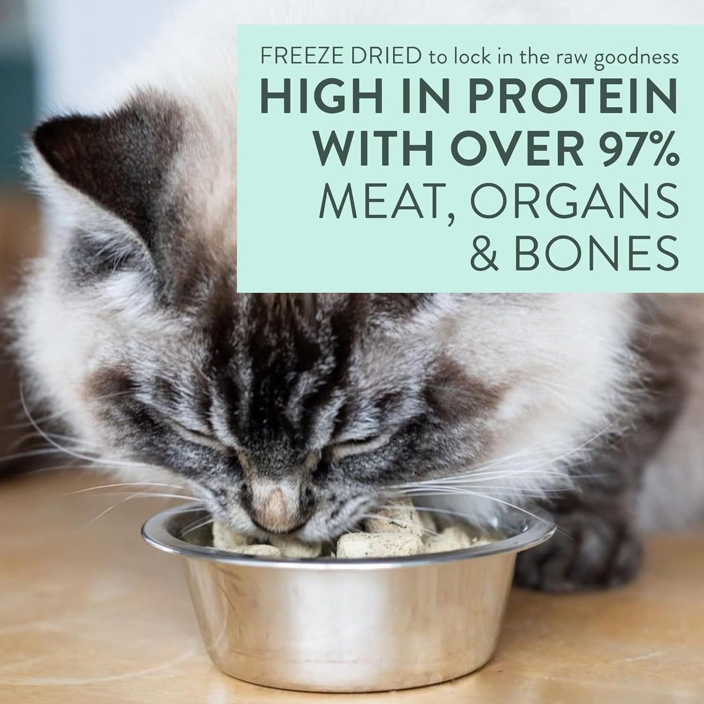 Meow Freeze Dried Cat Food - Beef & Hoki Recipe, High Protein Cat Treats, Meals & Toppers, Dry Cat Food,1.76 oz