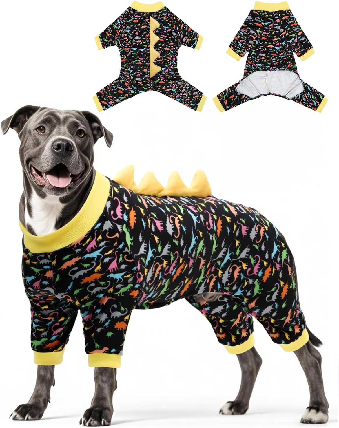 CuteBone Dinosaur Costume Dog Pajamas, Stretchy Spandex Crystal Velvet Sleepwear Coat for Small Dogs, Soft & Warm Pet Outfit Clothes for Cold Weather, Cozy Pullover Design COSP01XXL