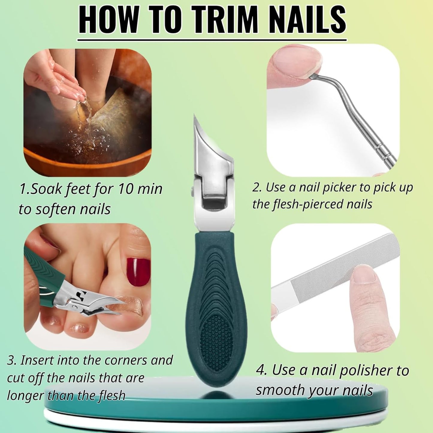 3Pc/Set Eagle Beak Beveled Nail Clippers, Eagle Beak Nail Clippers for Thick Nails, Long Handle Wide Jaw Opening Anti-Splash Slanted Nail Clipper for Men&Women