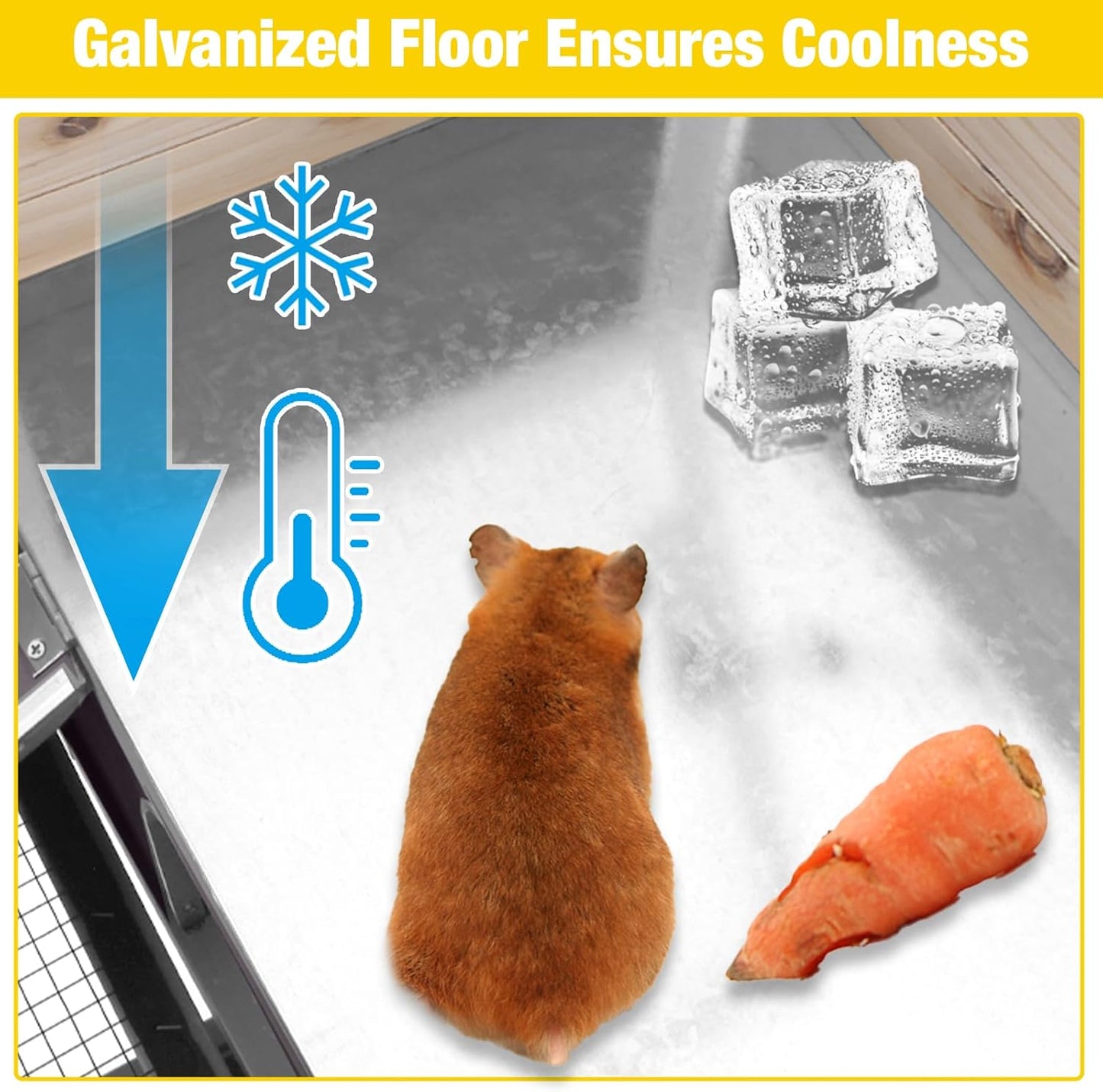 AIVITUVIN Wooden Guinea Pig Cage Indoor with Cooling Plate and Anti-Chewing Edges Two-Story Rabbit Hutch Pull Out Tray Outdoor Rabbit Cage with Raised Stand and Wire Mesh Small Animals Cage (Nature