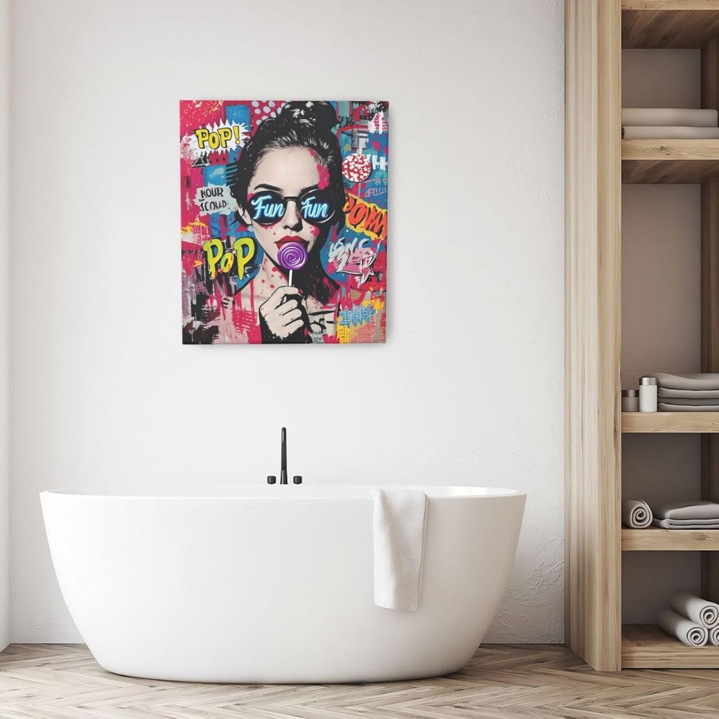 Fashion Women Wall Art Glam Modern Artwork for Girls Banksy Street Graffiti Pop Art Canvas Pictures Painting Print Framed Decorations Gifts for Bedroom Living Room Office 20"x24"