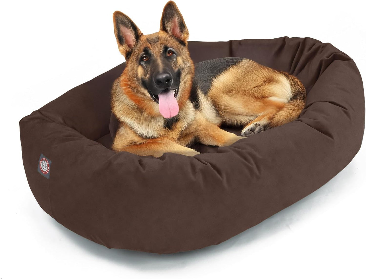 Majestic Pet 52 Inch Suede Calming Dog Bed Washable 52x35x11 (Inch) – Cozy Soft Round Donut Dog Bed with Spine Support for Dogs to Rest Their Head - Pet Bed X- Large – Chocolate (2025)