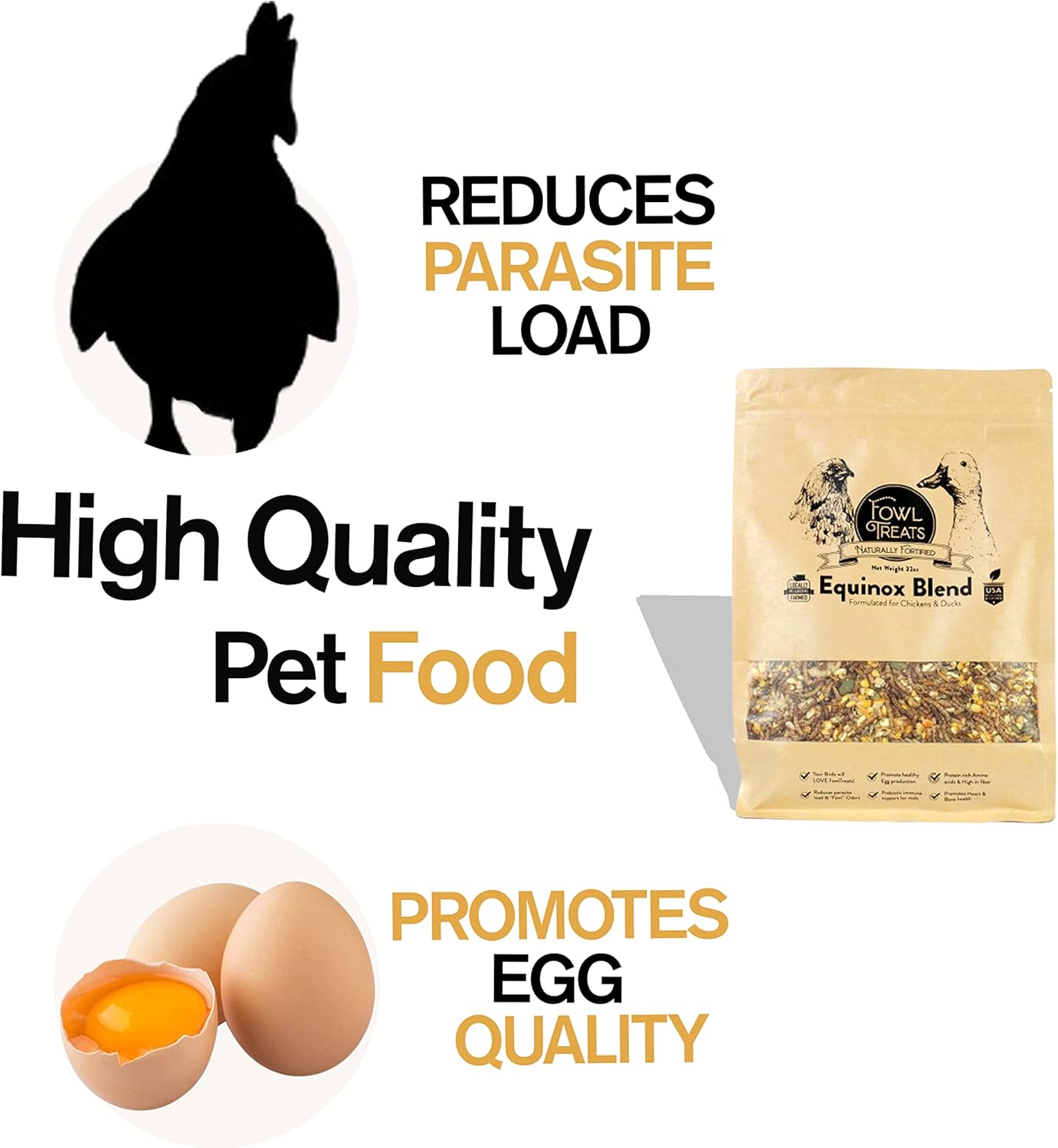Naturally Fortified Treats – Protein Rich Supplement Suitable for Chickens, Hens and Ducks, Hand Mixed with USA Grown Ingredients – Equinox Blend – 32oz