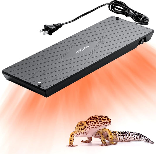 REPTI ZOO Reptile Heat Panel Adjustable Temperature Reptile Heating Plate, Mountable Under Lid, for Hermit Crabs/Leopard Geckos/Turtles/Snakes/Lizards