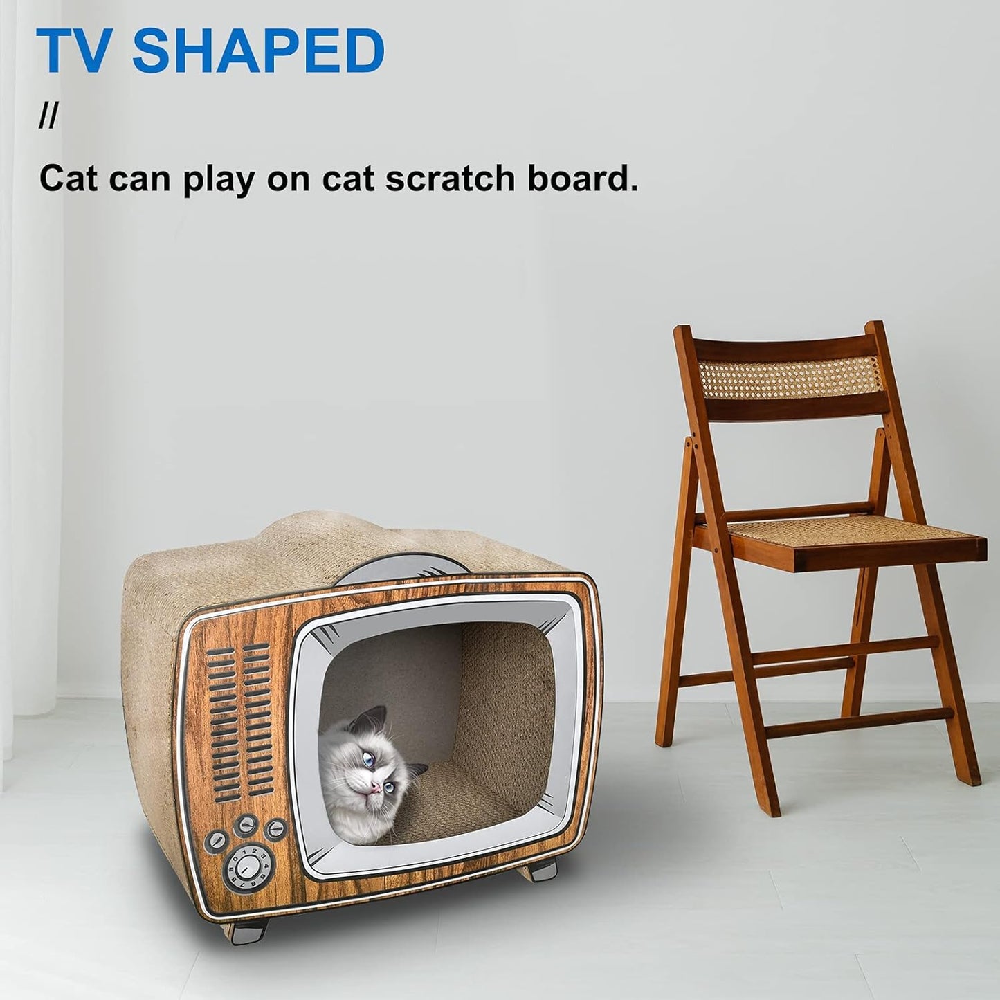 TV Cat Scratcher Cardboard Lounge Bed, Cat Scratching Board, Durable Board Pads Prevents Furniture Damage
