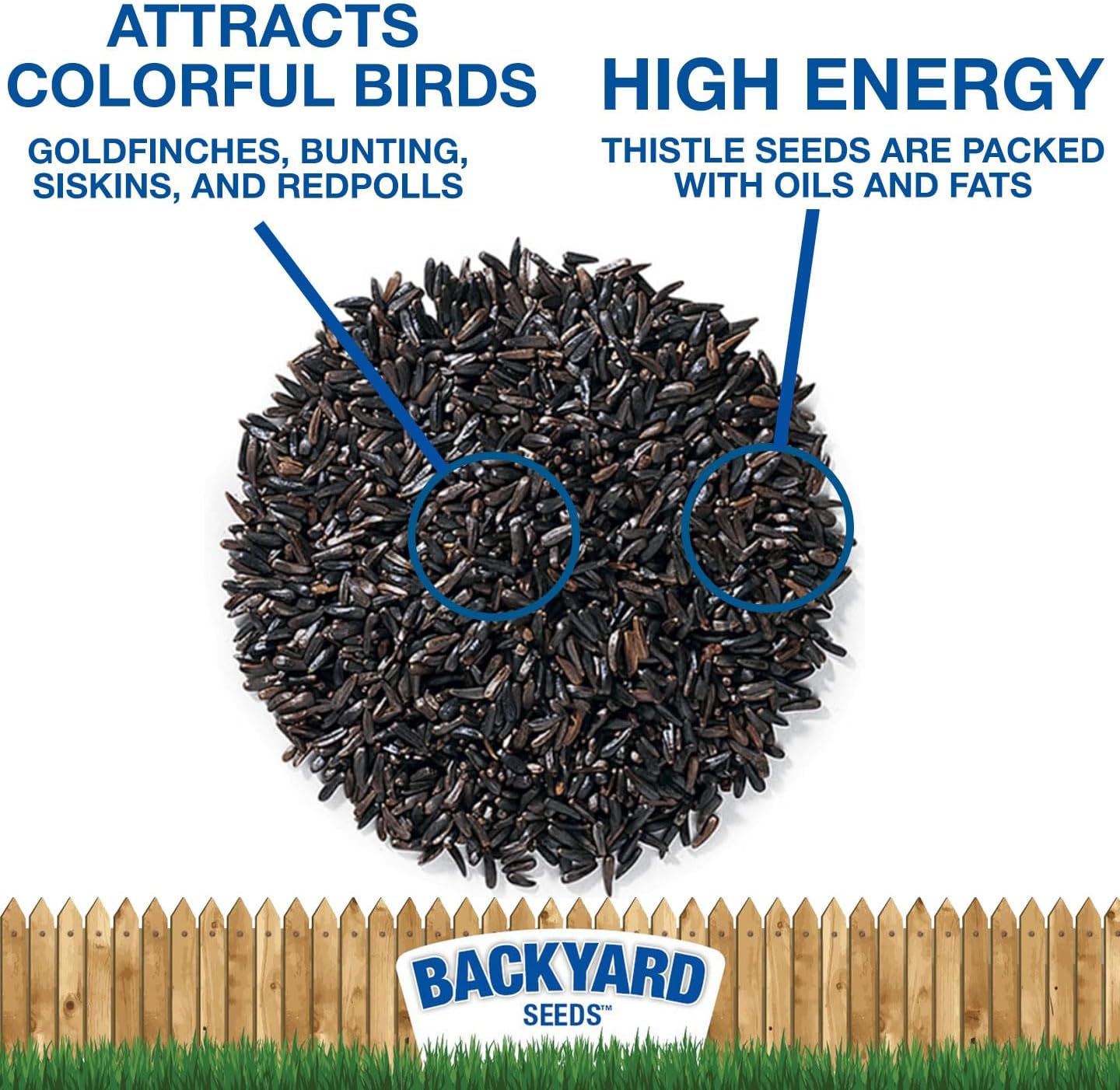 Backyard Seeds Thistle Bird Seed for Finches 50 Pounds