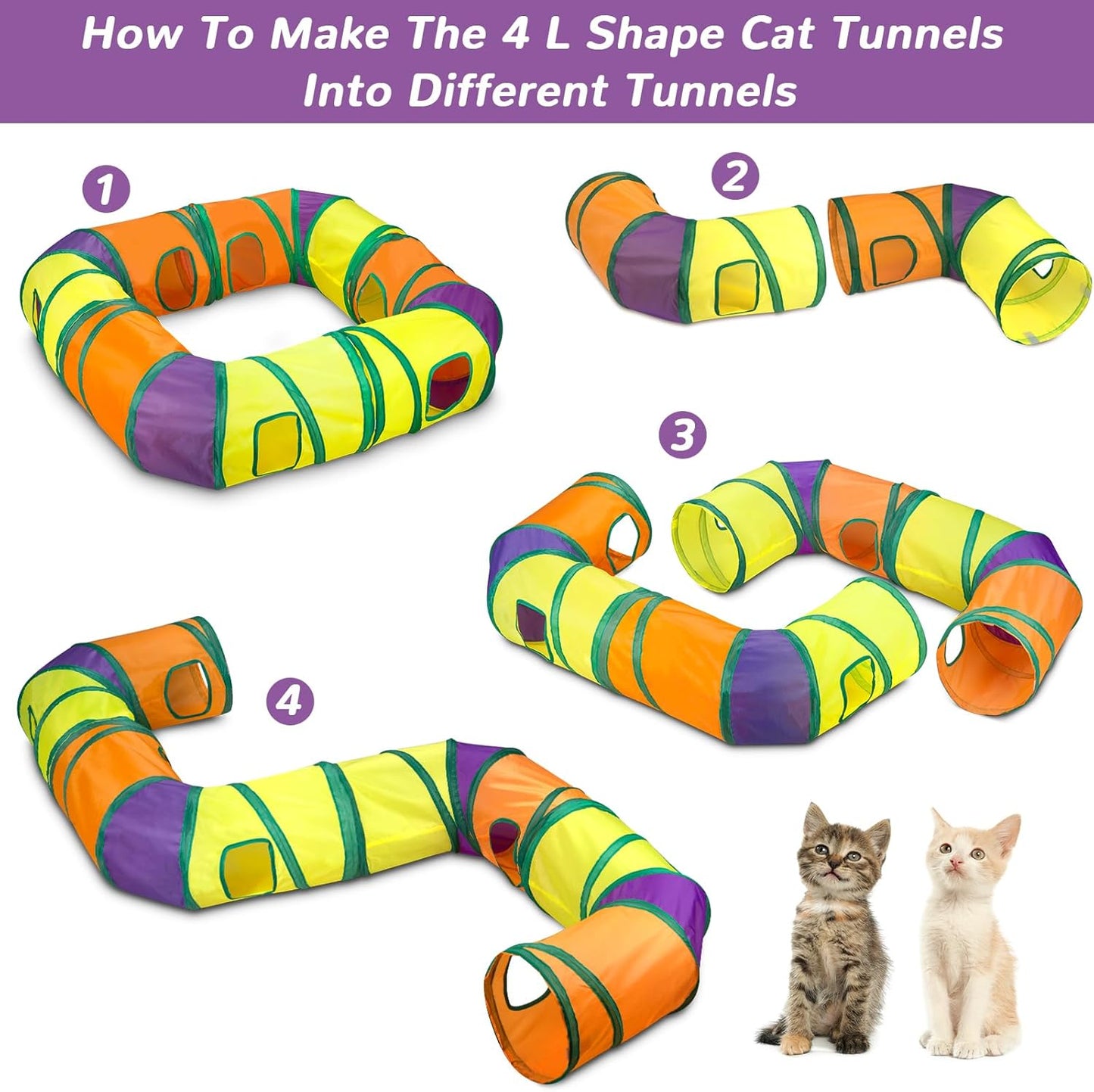 Retro Shaw Cat Tunnels with Cat Toys Pack, Interactive Kitten Toys for Indoor Cats Kitty, Kitten Tube Tent Feather Wand Teaser Bell Fuzzy Ball Springs Mouse (25 Pcs Extra Large Cat Tunnel Toys Set)