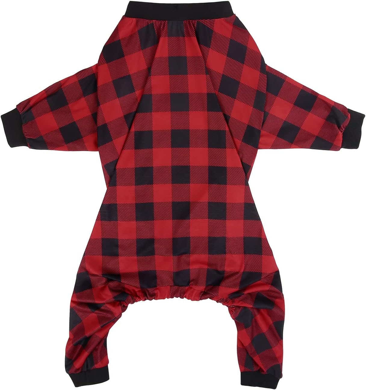 HDE Dog Pajamas One Piece Jammies Jumpsuit Pet Clothes Outfit Stretchy Lightweight Comfy Shirt Pjs for M-3XL Dogs Buffalo Plaid - XL