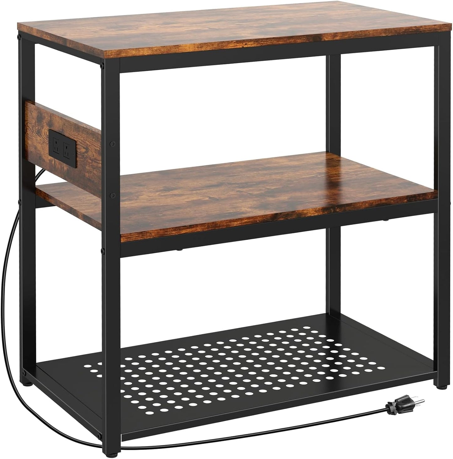 20-29 Gallon Fish Tank Stand With Power Outlets, 3-Tier Metal Aquarium Stands, Breeder Reptile Tank Stand with Shelf for Home Office, 660LBS Capacity, 29.5 x 15.8 x 30.1 inches, Brown