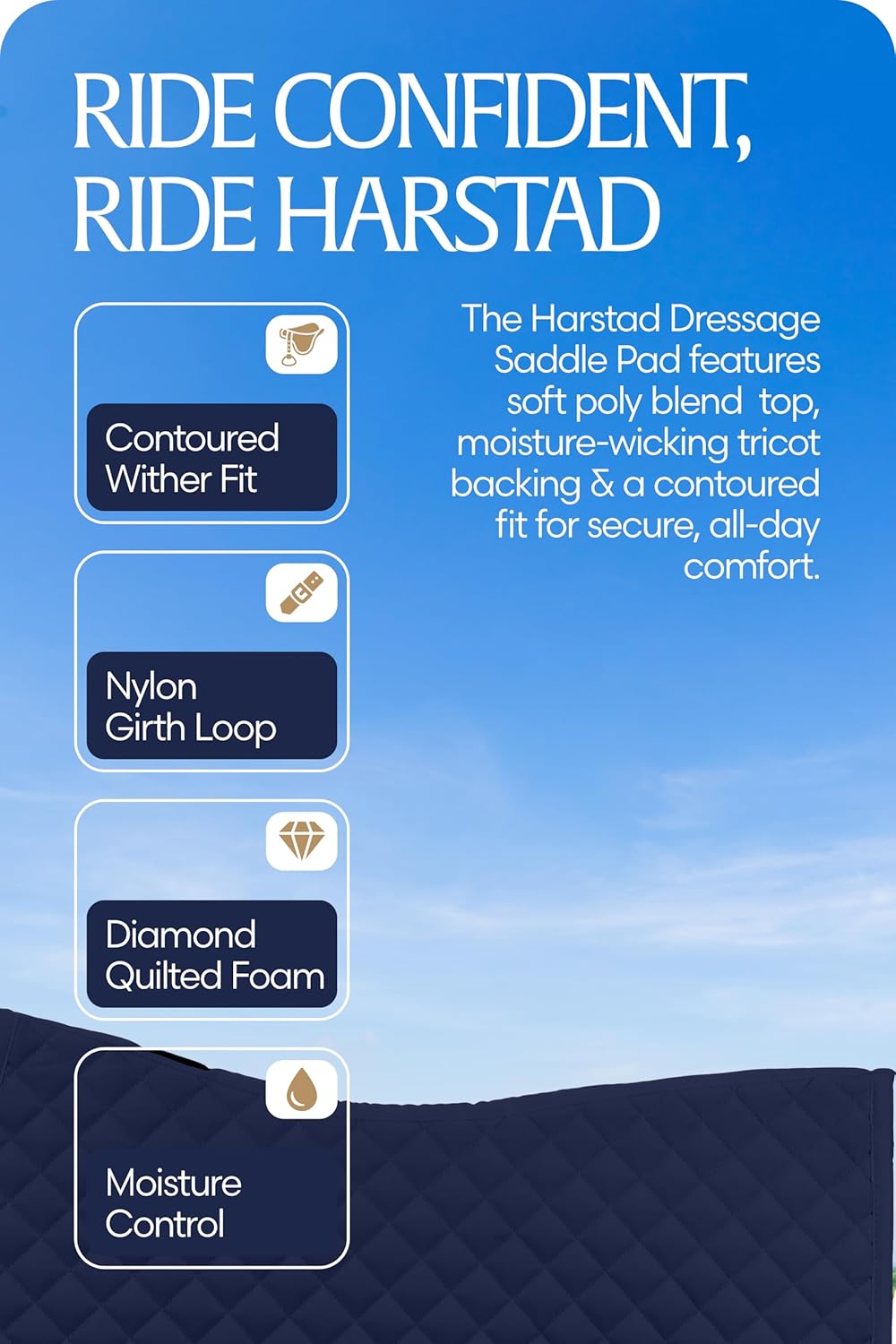 Equinavia Harstad Dressage Saddle Pad | Classic & Durable | Moisture-Wicking Tricot Backing