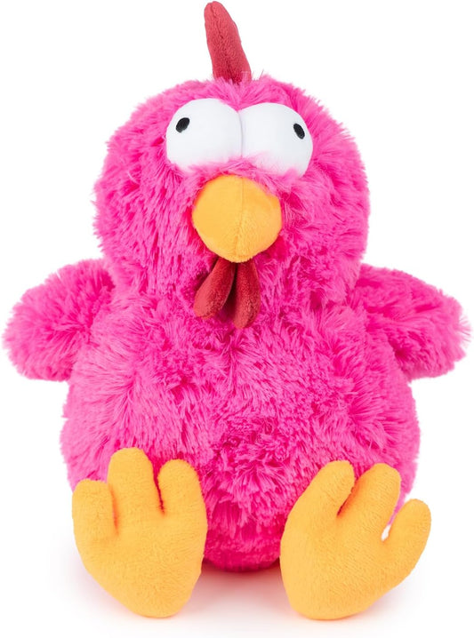 Best Pet Supplies Interactive Squeaky Dog Chew Toy, Ideal Dog Toys for Chewers, Small, Medium & Large Dogs, and Fetch Lovers - Cluck (Fuchsia), Large