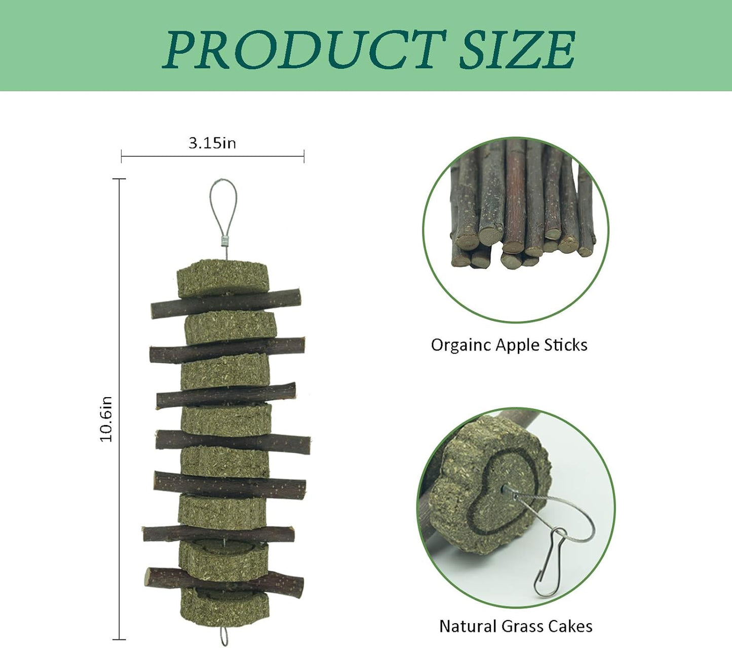 Rabbit Chew Toys for Teeth Grinding Bunny Treats 100% Natural Wood Timothy Grass Treats for Guinea Pigs Chinchillas Hamsters 8pcs