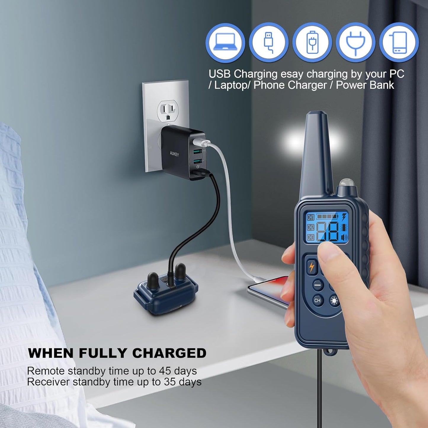 Dog Training Collar, Rechargeable e-Collars for Dogs Training with Beep, Vibration, Humane Shock(1-99) Modes, 2600ft Waterproof Dog Shock Collar for Small Medium Large Dogs