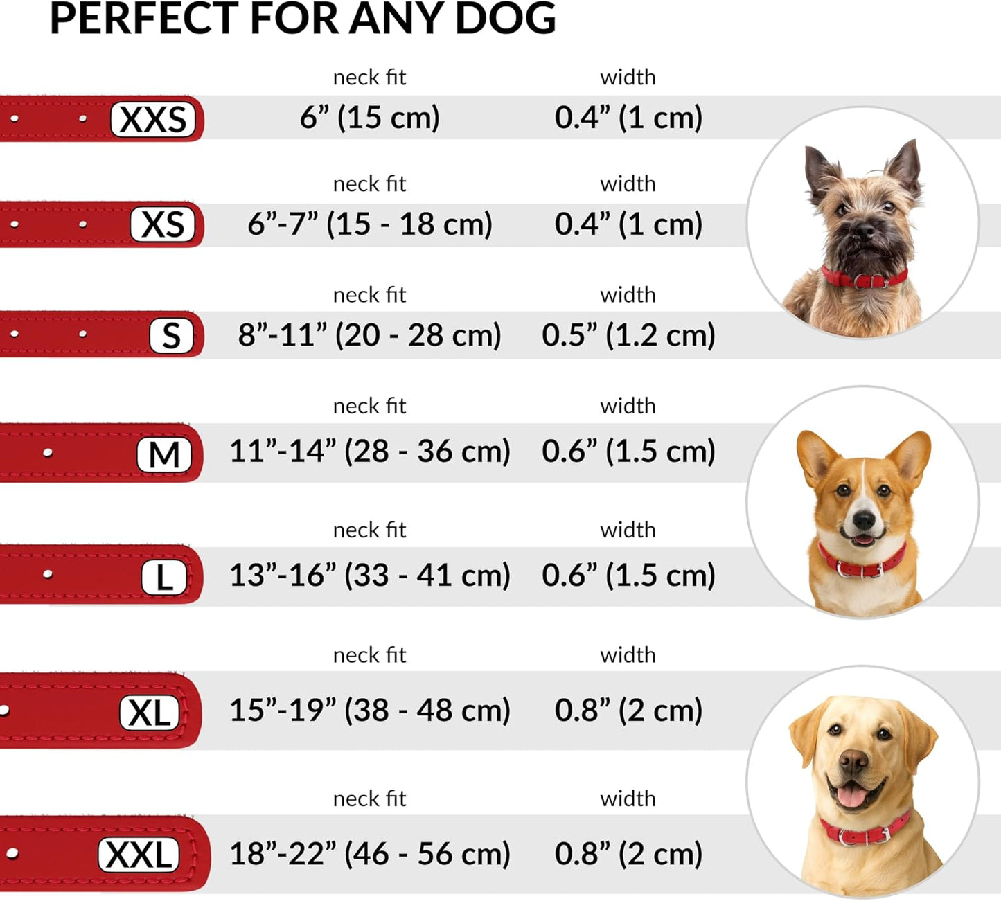 CollarDirect Rolled Leather Dog Collar, Soft Padded Round Puppy Collar, Handmade Genuine Leather Collar Dog Small Large Cat Collars 13 Colors (8-11 Inch, Red Smooth)