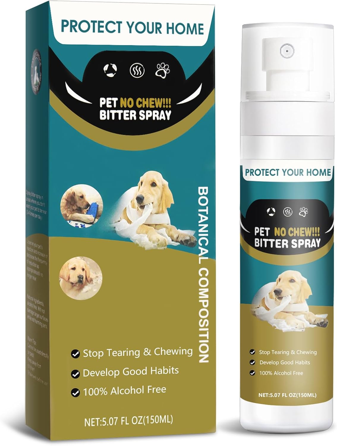 TEFELE 150ML No Chew Spray for Dogs Bitter Apple Spray Deter Dogs from Chewing Keep Furniture and belongings Safe from Licking and Chewing Helps Prevent Repeated Marking by Pets