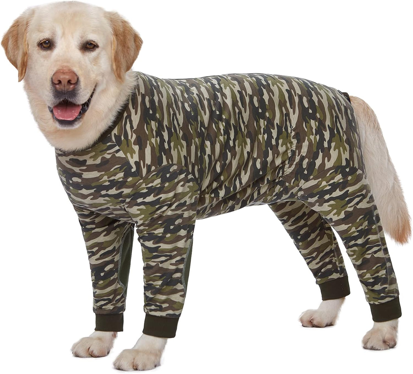 Yeapeeto Dog Onesie Surgery Recovery Suit for Large Medium Bodysuit Dogs Pajamas PJS Full Body for Shedding, Prevent Licking, Wound Protection, Cone Alternative (5XL, Camo)