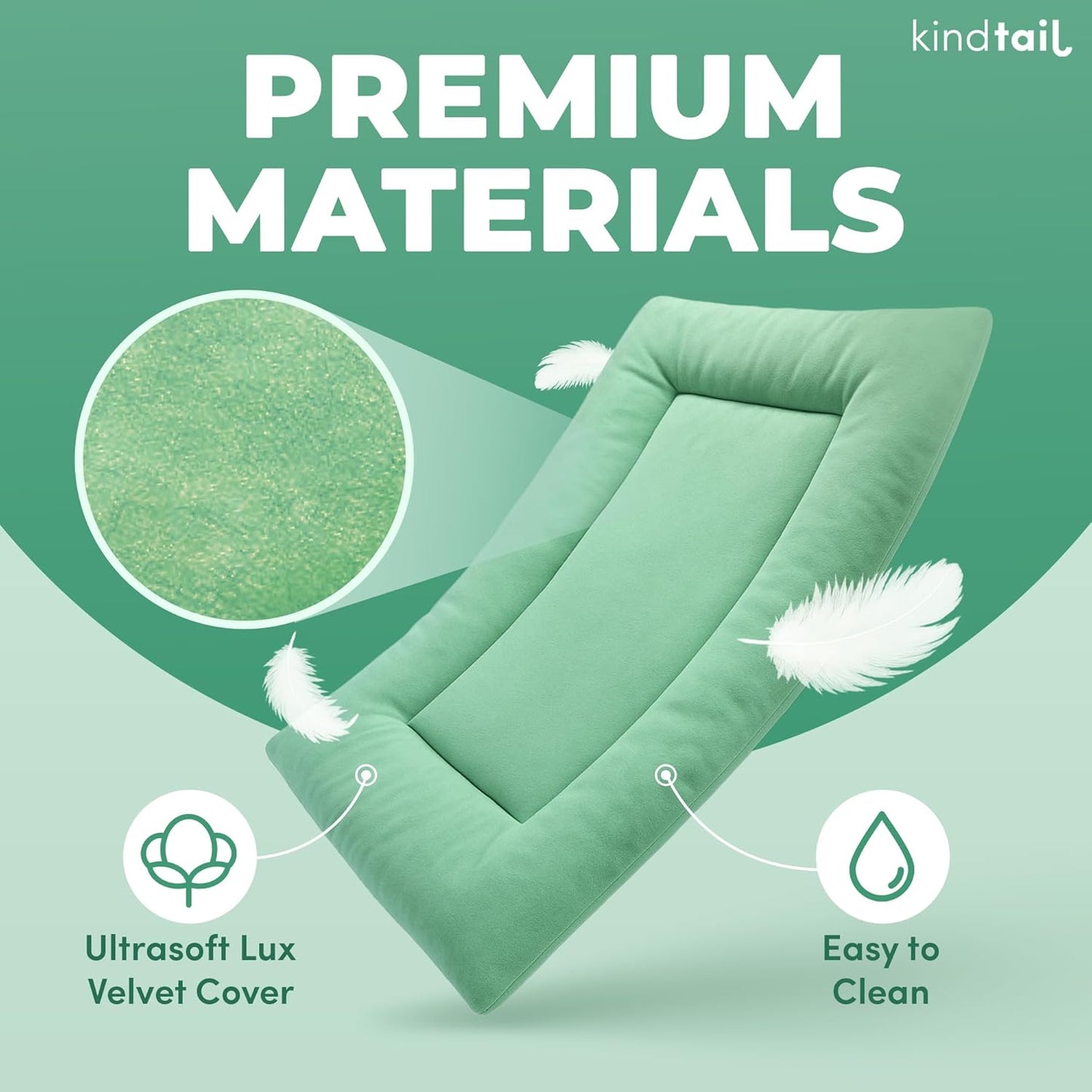 KindTail Dog Crate Pad - Soft Velvet, Reversible Bed - Machine Washable Kennel Mat for Pets up to 25 lbs - Mattress for Cozy Sleeping - 25” x 19” x 1” (Light Blue, Medium)