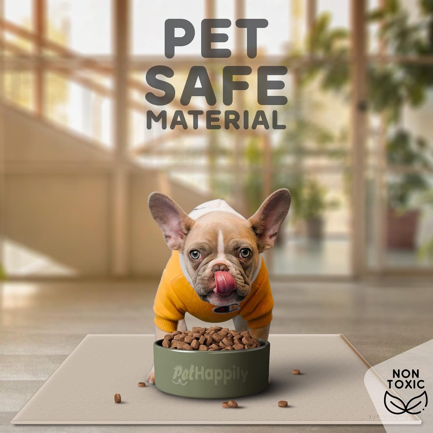 Dog Food Mat - Raised Edges Dogs Mat for Food and Water Prevent Spill, Waterproof Cat Food Mats Protect Floors, Easy Clean Dog Bowl Mats for Food and Water, Silicone Pet Food Tray