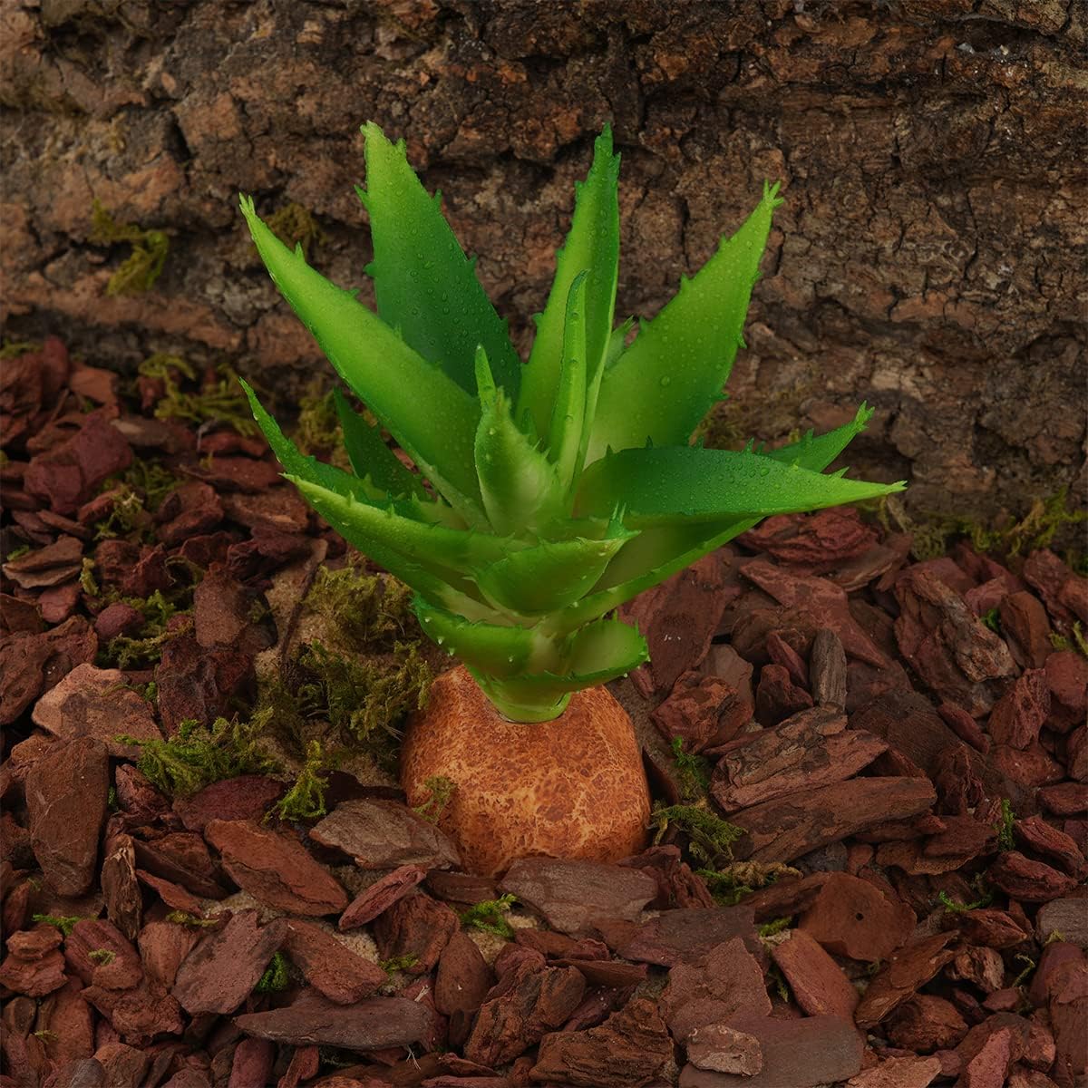 Fake Aloe Vera Plants, Reptile Decor for Terrarium, Crested Gecko Tank Accessories fit Leopard Gecko Bearded Dragon Lizard Chameleon Snake