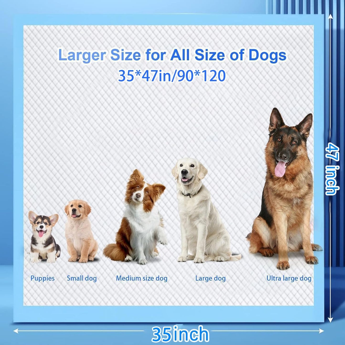 XXXXL Puppy Pee Pads for Dogs 36"x47" 40 Count, Extra Large Dog Pee Pads, Leak-Proof & Super Absorbent Dog Pee Pads, Thicken Disposable Potty Pads Puppy Training Pads for Cats Rabbits