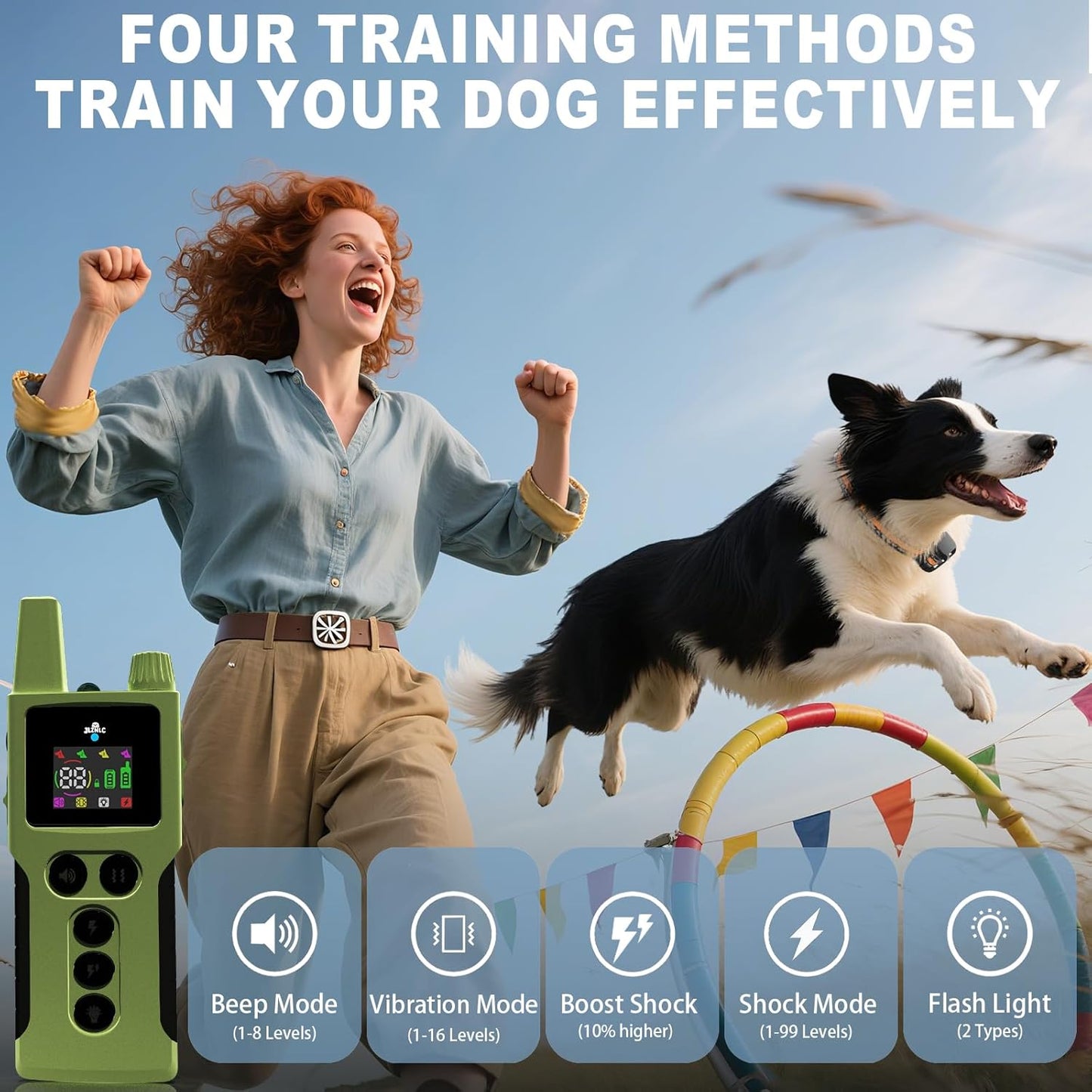 Dog Training Collar with Remote 4200FT - Shock Collar for Barking Control, 4 Modes(Beep/Vibe/Static), IPX7 Waterproof for Swimming, 30-Day Rechargeable Battery, Adjustable for Small to XL Dogs