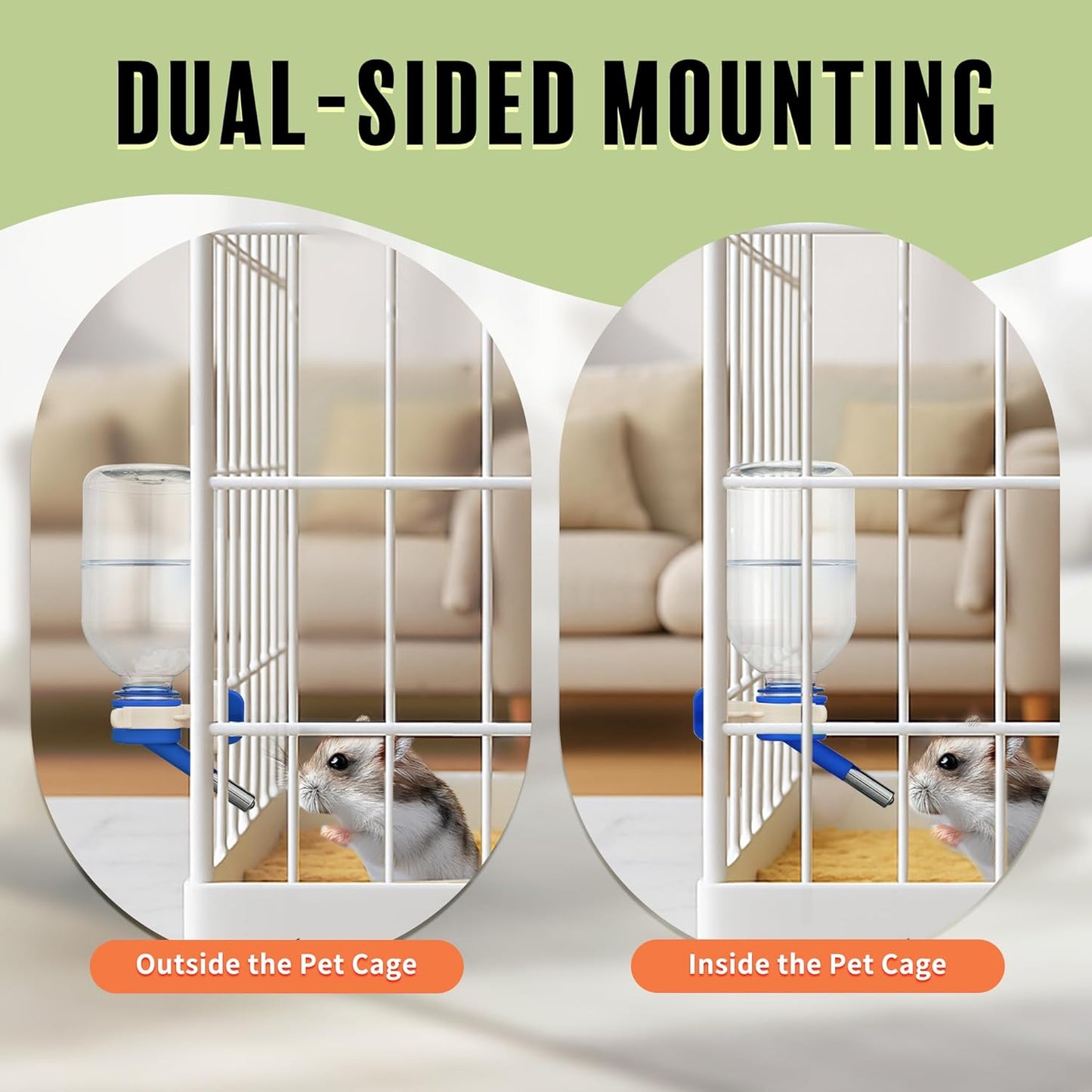 Choco Nose Patented Mini No-Drip Water Bottle/Feeder for Hamsters/Hedgehogs/Gliders/Rats/Mice/Other Small Pets and Animals - for Cages, Crates or Wall Mount. 10.2oz. Nozzle 10mm, Blue (C125)