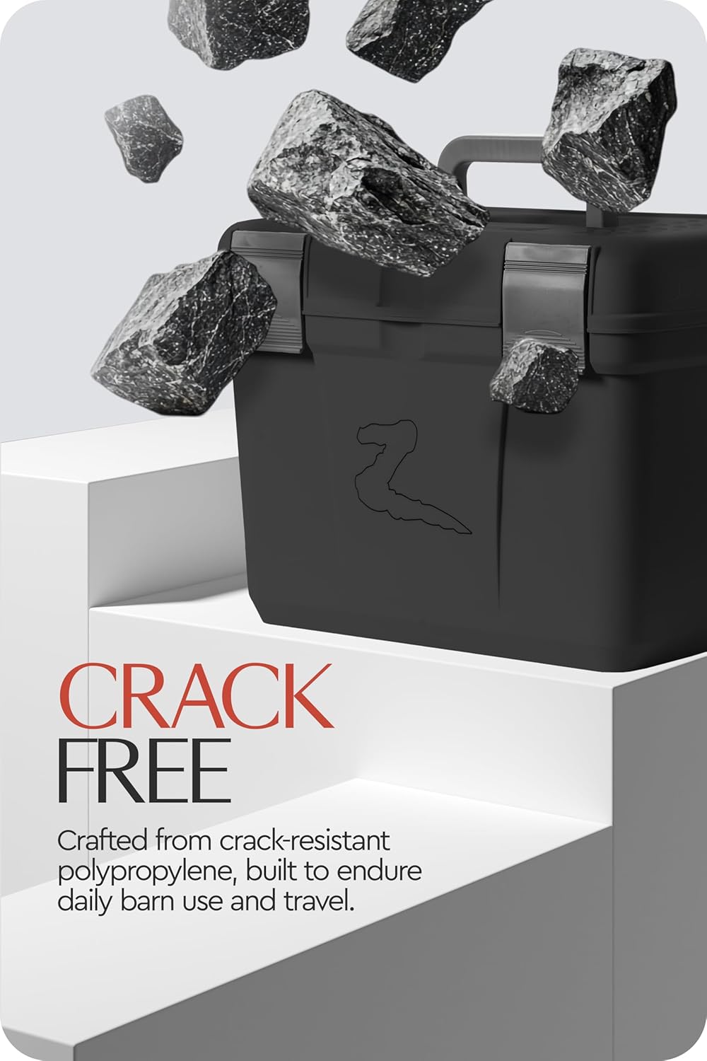 HORZE Smart Grooming Box for Horses, Dogs, Cats with Removable Tray | Non-Slip, Crack Resistant | 16" x 12" x 12" - Shadow Grey - One Size