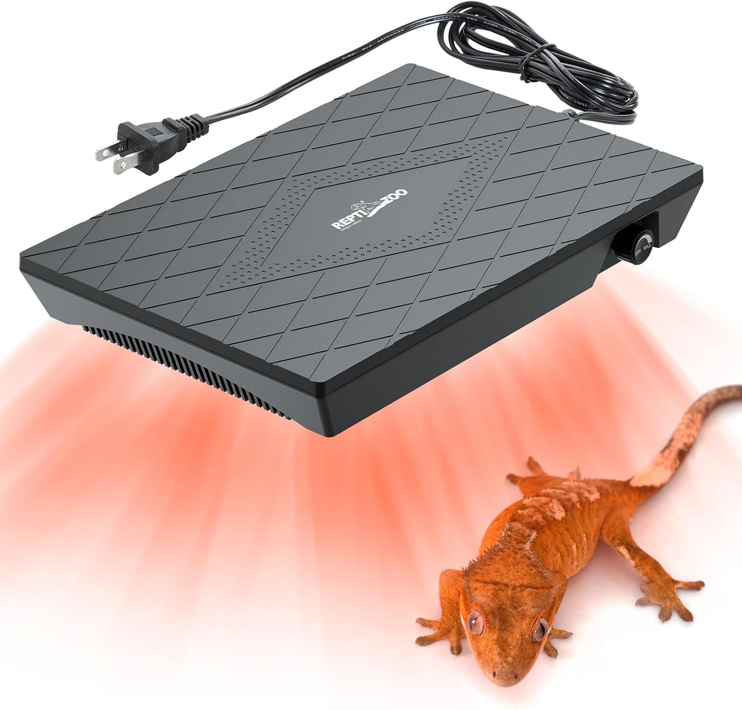 REPTI ZOO Reptile Heat Panel Adjustable Temperature Reptile Heating Plate, Non-Light Heating Solution with Expanded Heating Range for Hermit Crabs/Leopard Geckos/Turtles/Snakes/Lizards